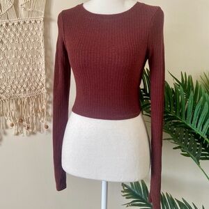 🌿 Urban Renewal Remnants Brown Ribbed Baby Tee